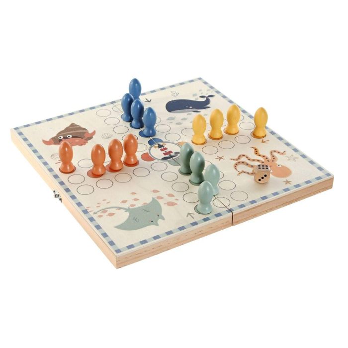 DKD Home Decor Juego de Mesa Infantil de Madera Multicolor con Parchís y temática Marina, Set de 18 Piezas, Medidas 13x26x3.3 cm 0 DKD Home Decor Juego de Mesa Infantil de Madera Multicolor con Parchís y temática Marina, Set de 18 Piezas, Medidas 13x26x3.3 cm 0