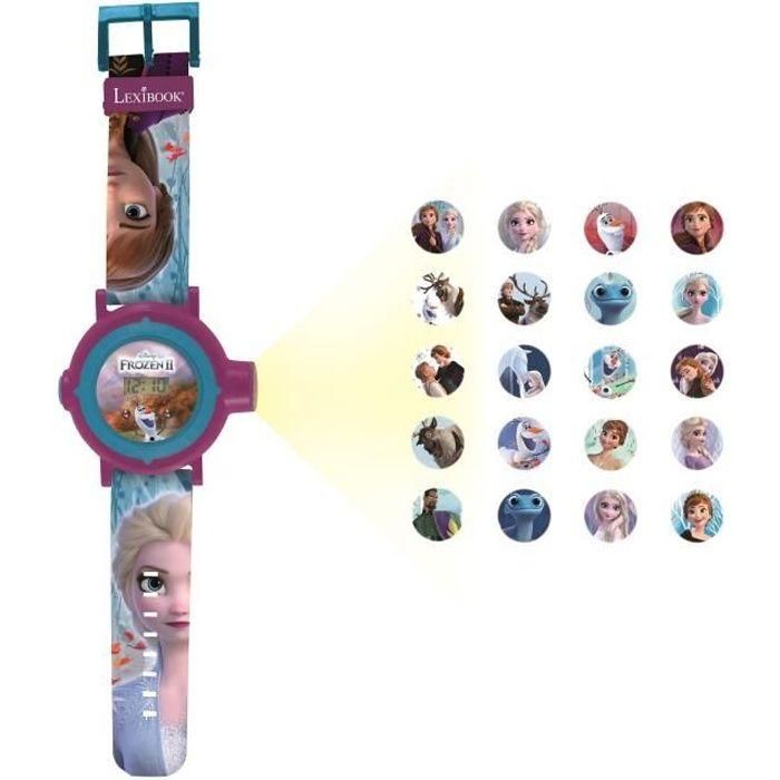 Lexibook Dmw050Fz Reloj Digital Disney Frozen Proyector con 20 Imágenes de Elsa, Anna y Olaf. Pulsera Ajustable para Niños +3 años.