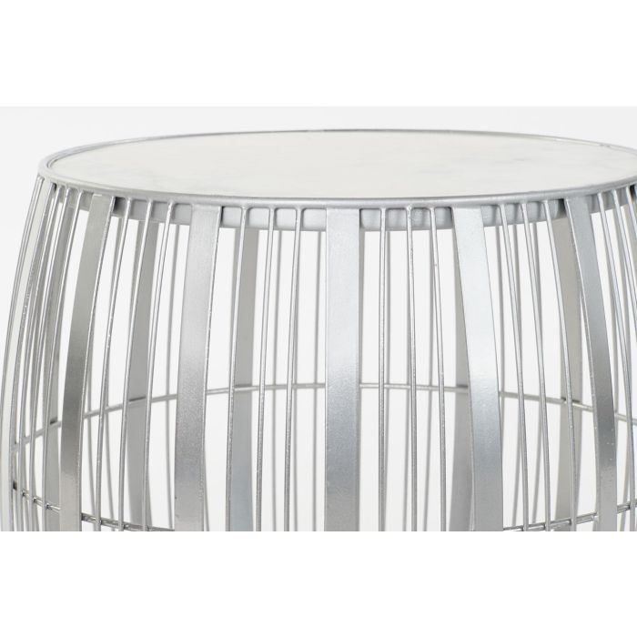DKD Home Decor Mesita Auxiliar Moderno Plateado Blanco Hierro y Mármol 46 x 46 x 41 cm 3