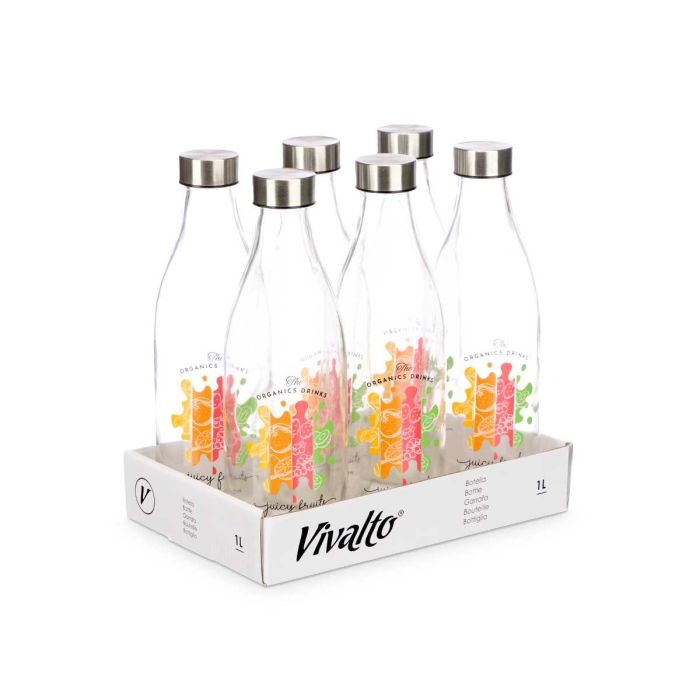 Botella Tapon Acero Diseño Retro 1000Ml Vivalto 8x27x8cm (Set de 12) 2 Botella Tapon Acero Diseño Retro 1000Ml Vivalto 8x27x8cm (Set de 12) 2