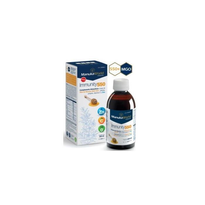 MANUKA WORLD Immunity 550+ Jarabe 250ml Miel de Manuka MGO 550+ Vías Respiratorias Sistema Inmunitario Vitamina C Zinc