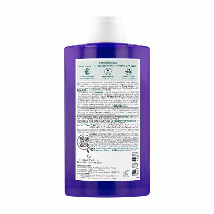 Klorane Champú Antiamarilleo Cabello Gris y Rubio Bio 400 ml 1