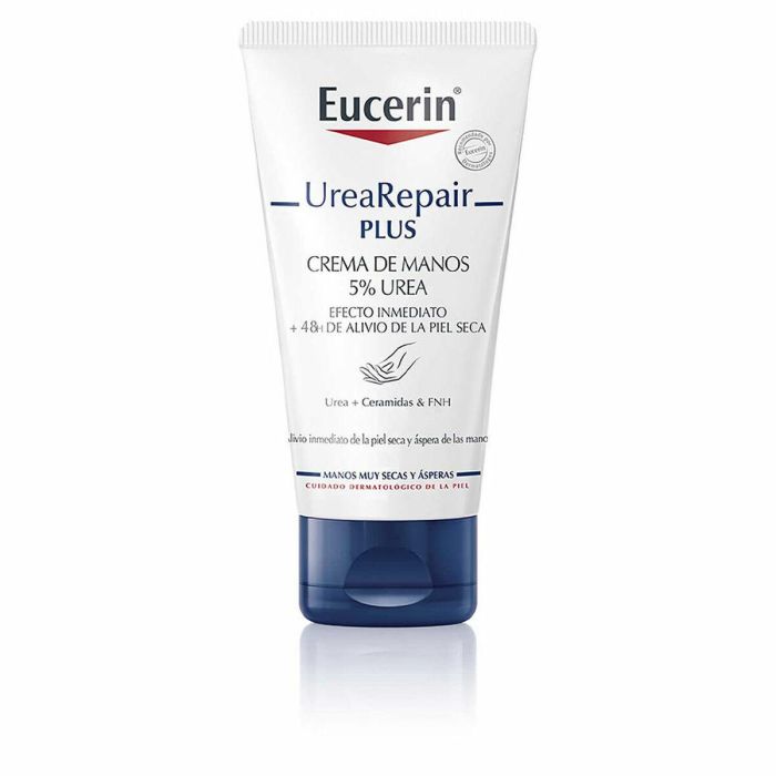 Eucerin UREAREPAIR PLUS Crema de Manos 5% Urea y Ceramidas Nutritiva para Piel Seca a Muy Seca, Hidratación 48h, 75 ml Eucerin UREAREPAIR PLUS Crema de Manos 5% Urea y Ceramidas Nutritiva para Piel Seca a Muy Seca, Hidratación 48h, 75 ml