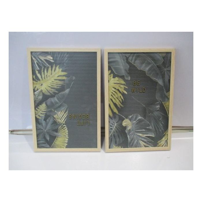Memo Tropical DKD Home Decor Gris Natural 1.5 x 45 x 30 cm (2 Unidades)