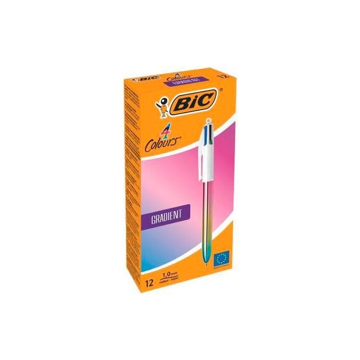 Bic Bolígrafo 4 Colores Gradient Cuerpo Blanco-Multicolor Caja 12 Ud Bic Bolígrafo 4 Colores Gradient Cuerpo Blanco-Multicolor Caja 12 Ud