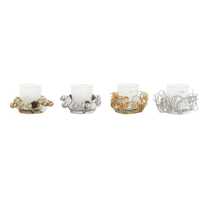 Vela Navidad Moderna DKD Home Decor Dorado Plateado 10.5 x 7 x 10.5 cm (4 Unidades) 3