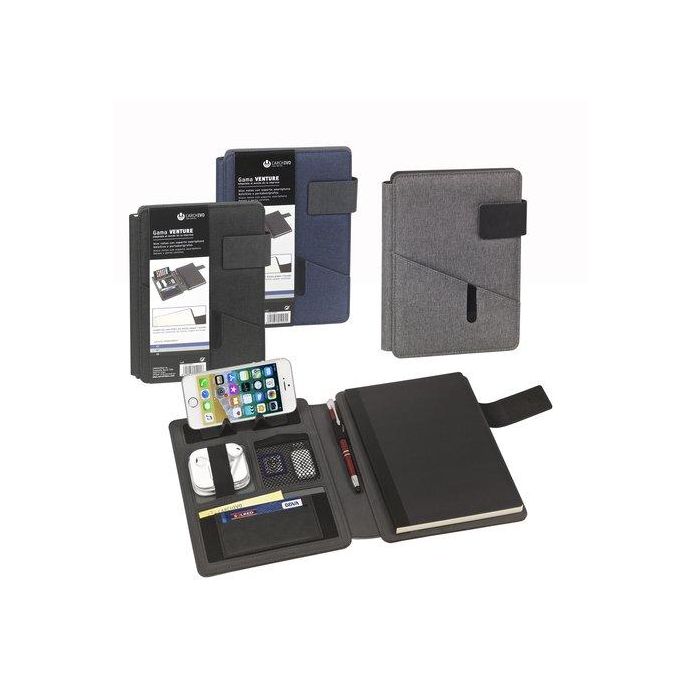 Carpeta De Congresos Carchivo Venture A5 Con Multi Bolsillo, Bloc Y Atril Smartphone Azul