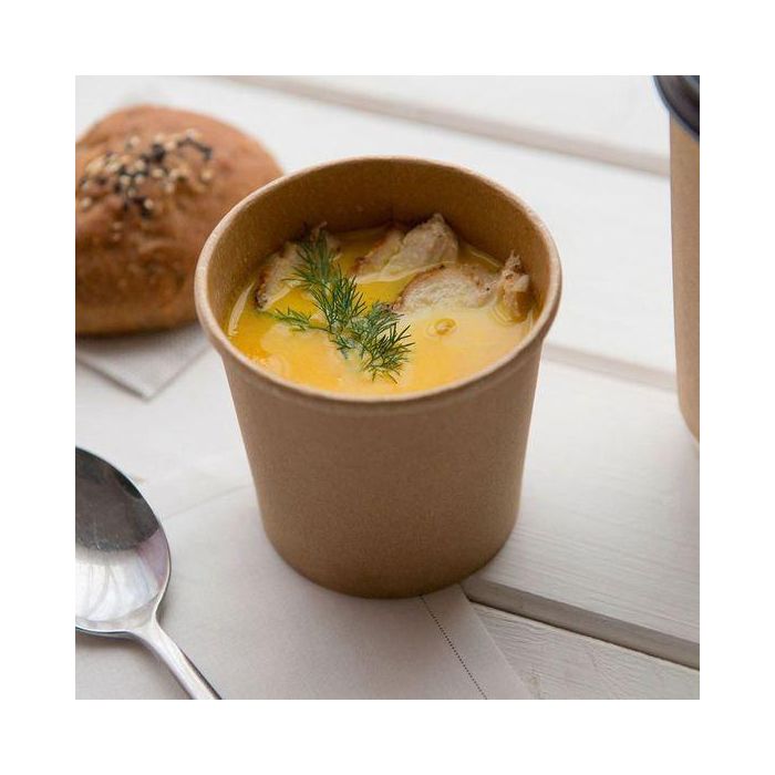 Algon Set 4 Tarrinas Kraft con Tapa 800 ml - 11.5 x 12 x 11.5 cm (12 Unidades)