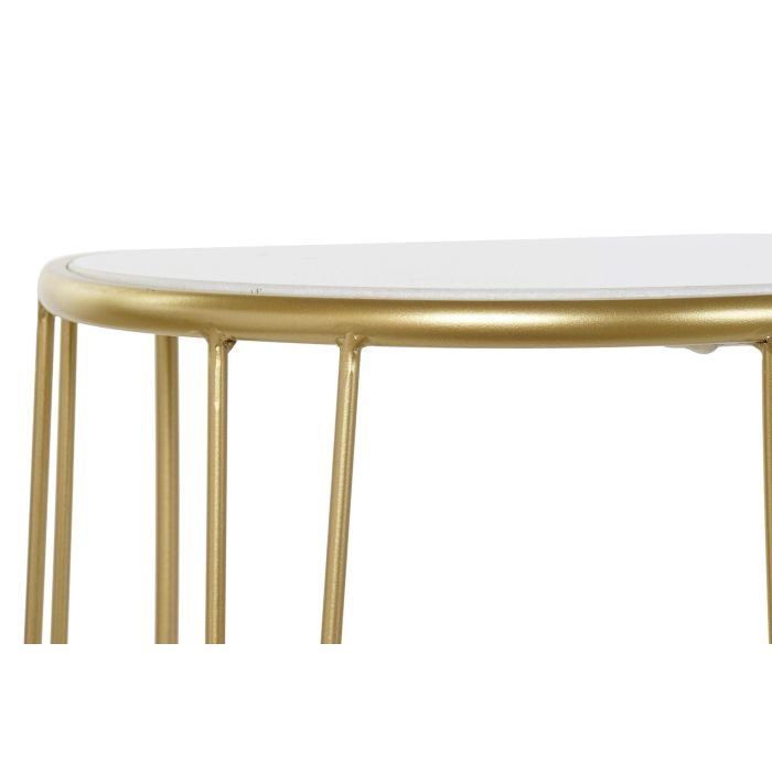 DKD Home Decor Consola Chic de Mármol Blanco y Estructura de Metal Plateado. Mueble de Recibidor. Medidas: 115x35x78 cm 3