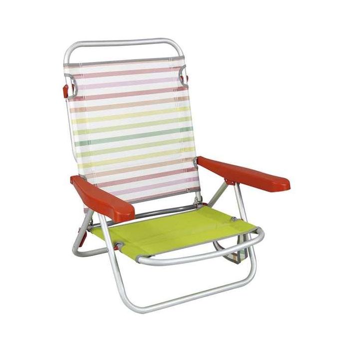 Silla playa aluminio multiposicion rayas 25 cm, 80x65x45cm, 25 cm altura asiento