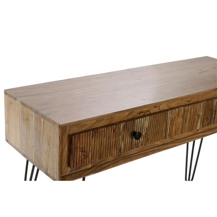 Consola DKD Home Decor 118 x 40 x 77 cm Negro Metal Marrón Acacia 4