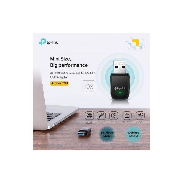 Mini Adaptador USB - WiFi TP-Link Archer T3U AC1300/ 1300Mbps 1 Mini Adaptador USB - WiFi TP-Link Archer T3U AC1300/ 1300Mbps 1