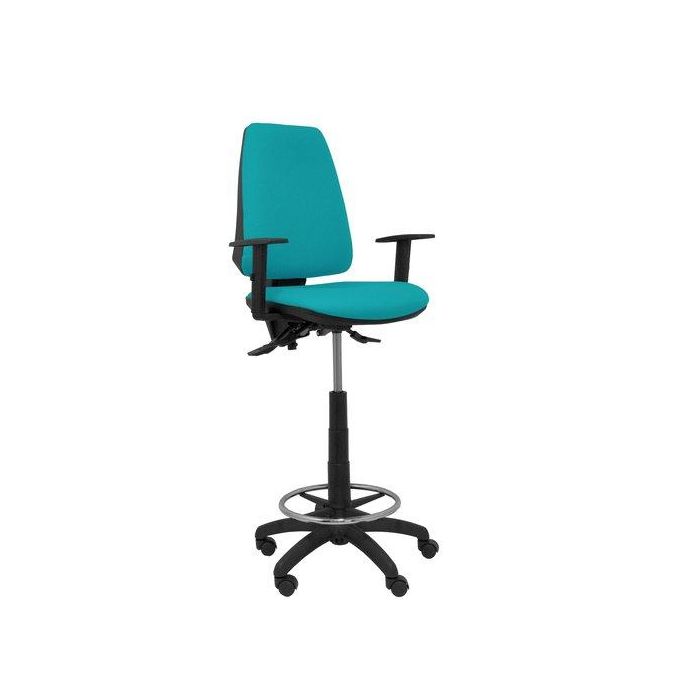 Taburete Piqueras Y Crespo Elche S Brazos Regulables Ergonomico Mecanismo Asincro Regulable En Altura Aro Reposapies Cromado Ruedas Nailon Asiento Y Respaldo Tapizados Bali Verde Turquesa