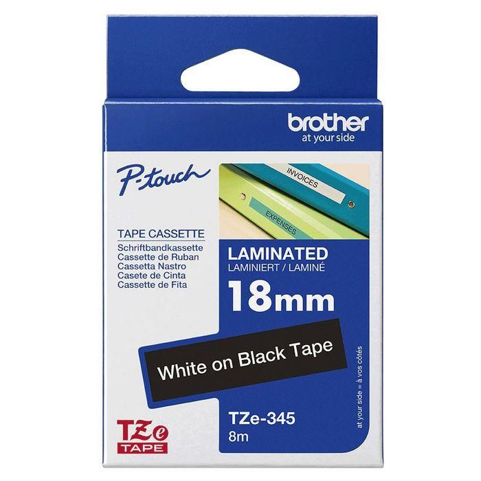BROTHER Cinta laminada negro/blanco 18mm 2