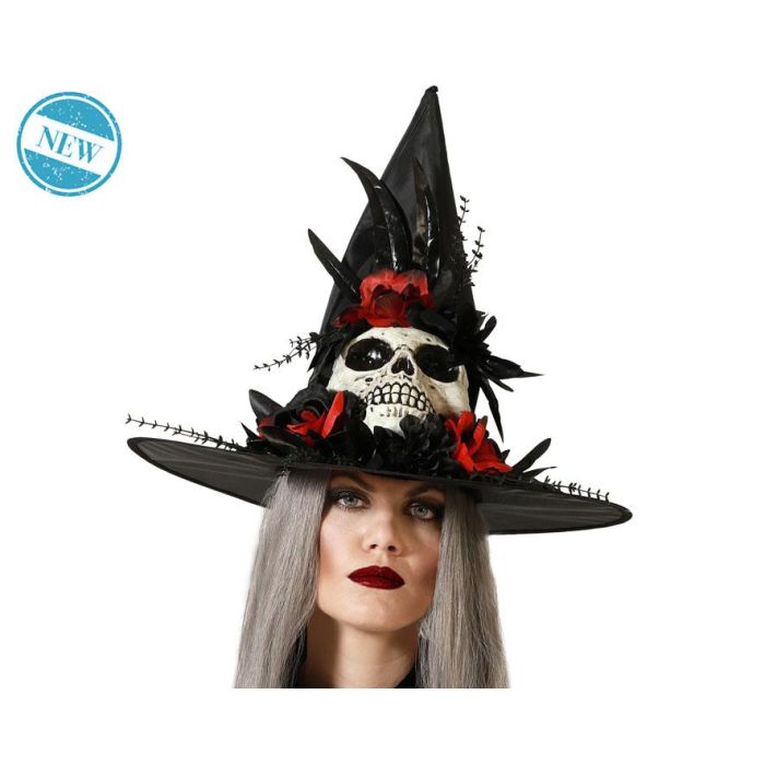 Sombrero De Bruja Calavera Negro