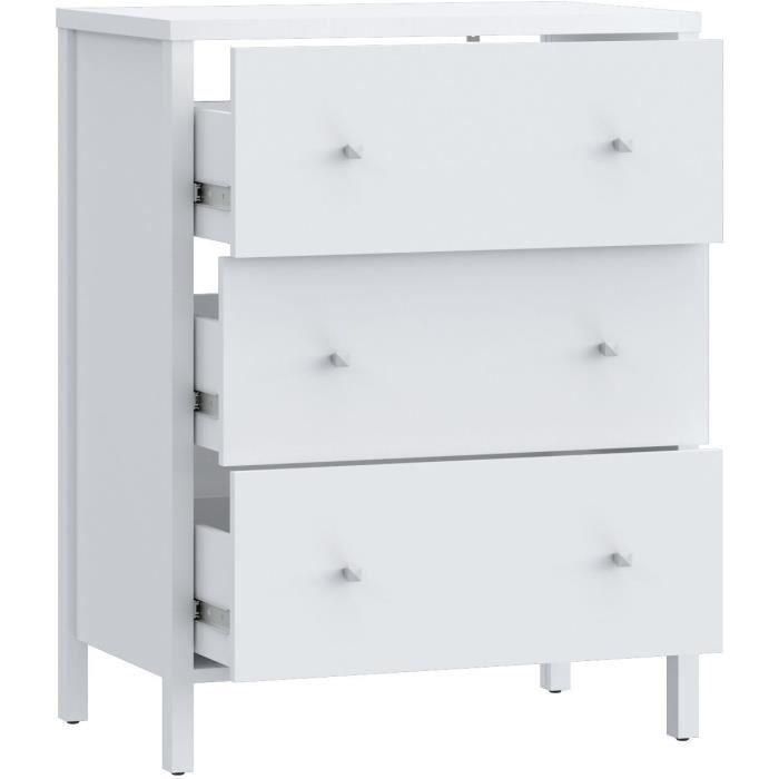 Mueble de baño - Blanco - 3 cajones - L64 x P40 x H83 cm - IPSARION 4