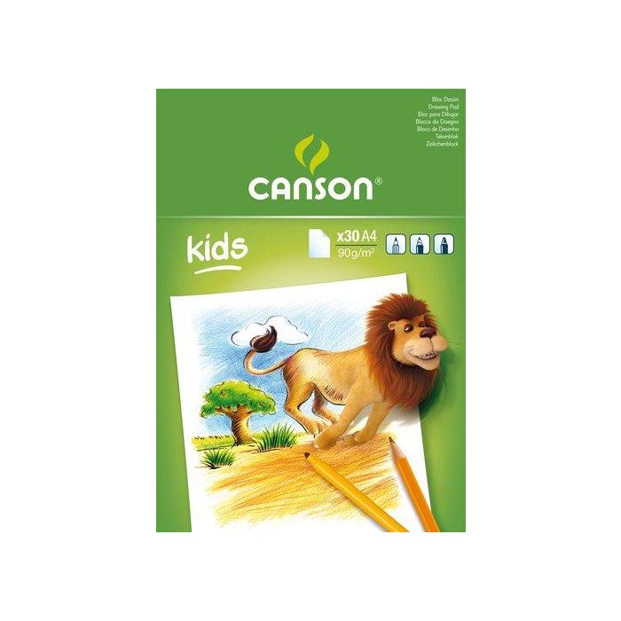Canson Bloc de dibujo A4 para niños Art Craft C400015583, 30 hojas 29.7x21 cm, 90 g/m2, Blanco