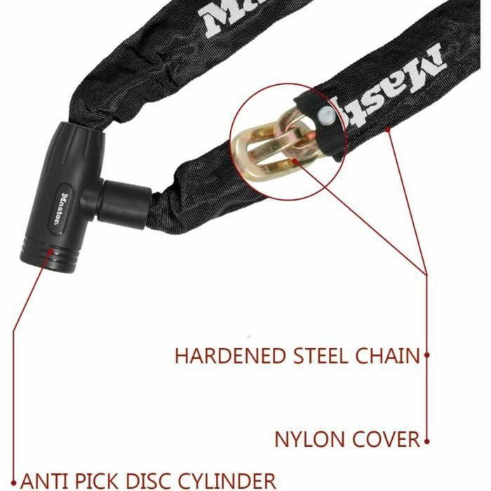 Master Lock 8391DPRO Cadena para candado de bicicleta, 90 cm de largo, Acero cementado resistente al corte y aserrado 2 Master Lock 8391DPRO Cadena para candado de bicicleta, 90 cm de largo, Acero cementado resistente al corte y aserrado 2