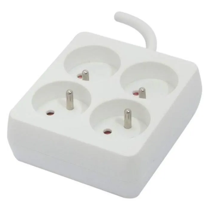 Chacon Bloque Cuadrado 4 x 16 A con Cable de 1,5 m - Blanco 1