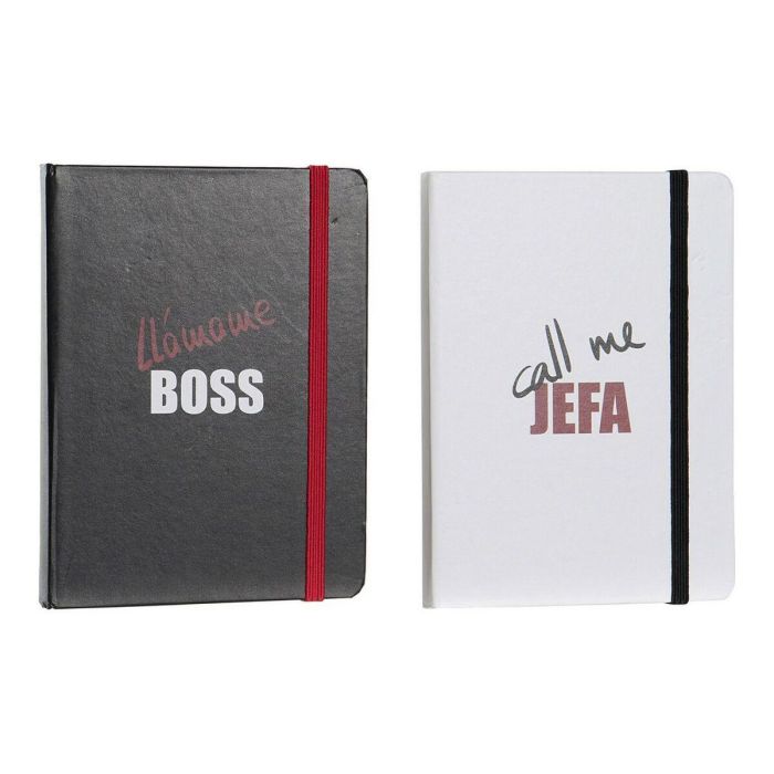 Libreta DKD Home Decor Blanco Negro Rojo (2 pcs) (10.5 x 1.5 x 14.5 cm)