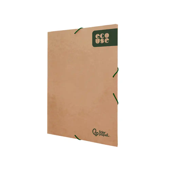 Liderpapel Carpeta Gomas Tres Solapas Ecouse Cartulina 400 gr DIN A4+ Color Kraft Marron 3