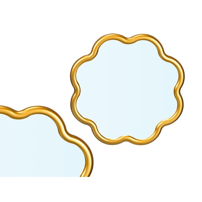 Giftdecor Espejo con Forma Floral Oro de Plástico y Vidrio de 38x38x2 cm – Decoración de Pared Elegante (12 Unidades)