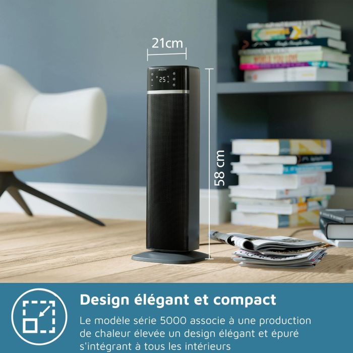 Philips Serie 5000 Calefactor Eléctrico de Columna, 2000 W, Color Gris Oscuro, PHI1702487766358