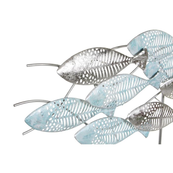 DKD Home Decor Decoración Mediterránea de Pared Peces Metálica Azul Dorado 39.5 x 65.4 x 9 cm (Set 2 Unidades) 1