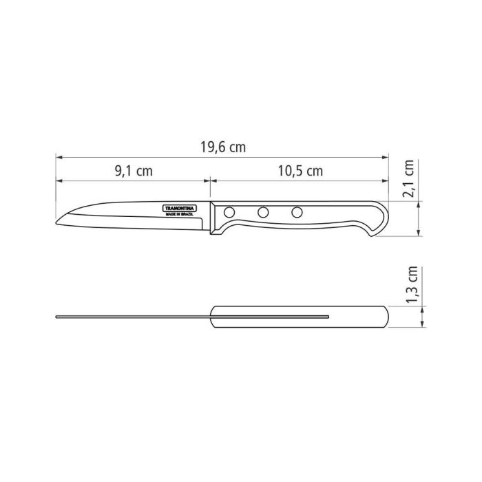 Cuchillo polywood castaño para verduras y frutas 9 cm 2