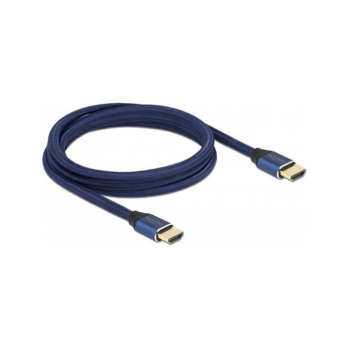 DeLOCK Cable HDMI 2m Ultra High Speed 48 Gbps Certificado HDMI 2.1 - 8K 60Hz, 4K 120Hz, HDR, Dolby Vision, 3D, 240Hz, Azul 1