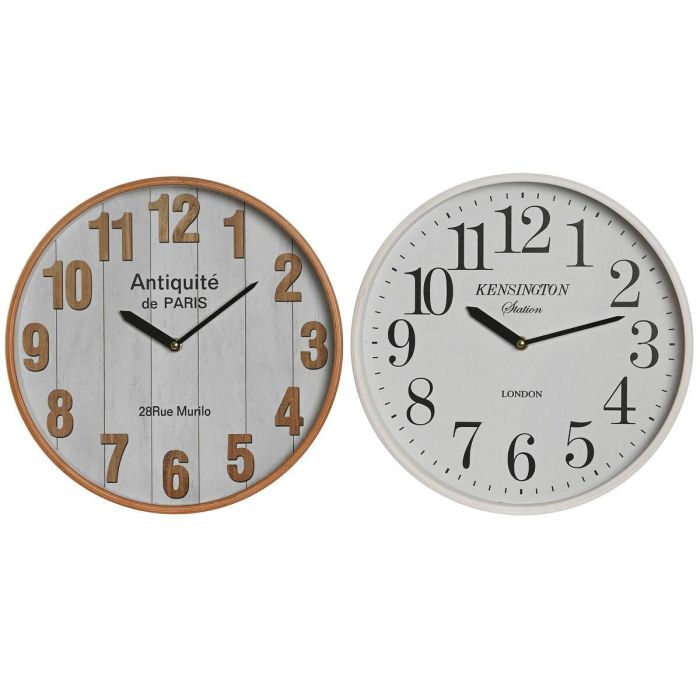 Reloj Pared Basicos DKD Home Decor Blanco Natural 5 x 32 x 32 cm (2 Unidades)