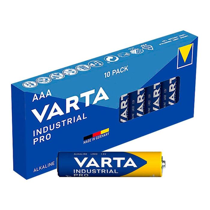 Varta Industrial Pro Pilas AAA LR03 Alcalinas, Pack de 10, 1.5V, Ø10.5x44.5mm 0 Varta Industrial Pro Pilas AAA LR03 Alcalinas, Pack de 10, 1.5V, Ø10.5x44.5mm 0