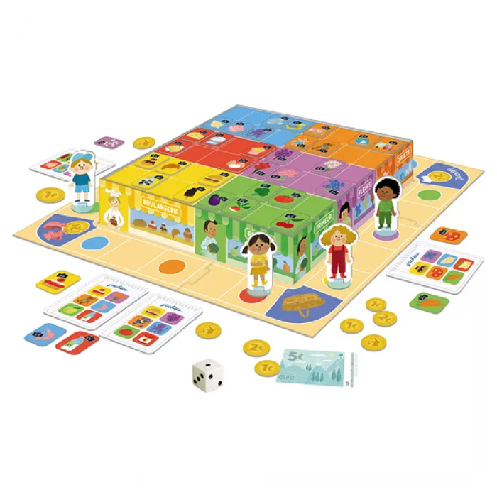 Nathan Jeux AUC1707427616590 Juego de Mesa Estoy Comprando Juego de Carreras con 6 Tiendas y 15€ para Gastar 1