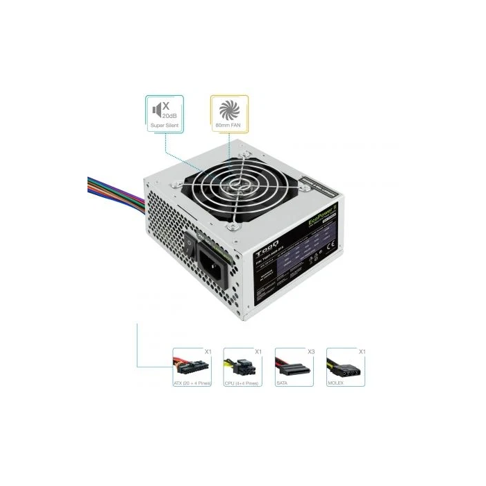 Tooq Fuente de Alimentacion Ecopower II 500W SFX Matx PC Plata 1