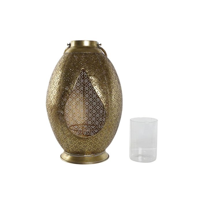 DKD Home Decor Portavela Árabe de Metal y Cristal Dorado 24x38.5x24 cm 1 DKD Home Decor Portavela Árabe de Metal y Cristal Dorado 24x38.5x24 cm 1