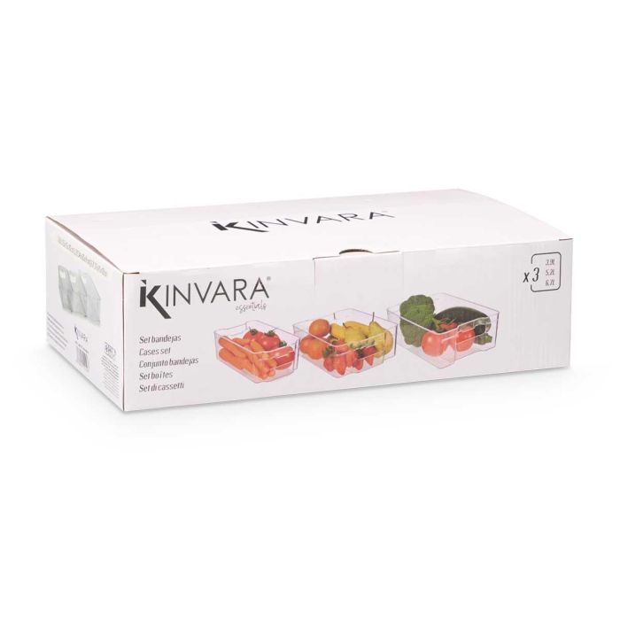 Set 3 Bandejas Organizad Transp Nevera Kinvara 37X11CM (4 Unidades) 2 Set 3 Bandejas Organizad Transp Nevera Kinvara 37X11CM (4 Unidades) 2