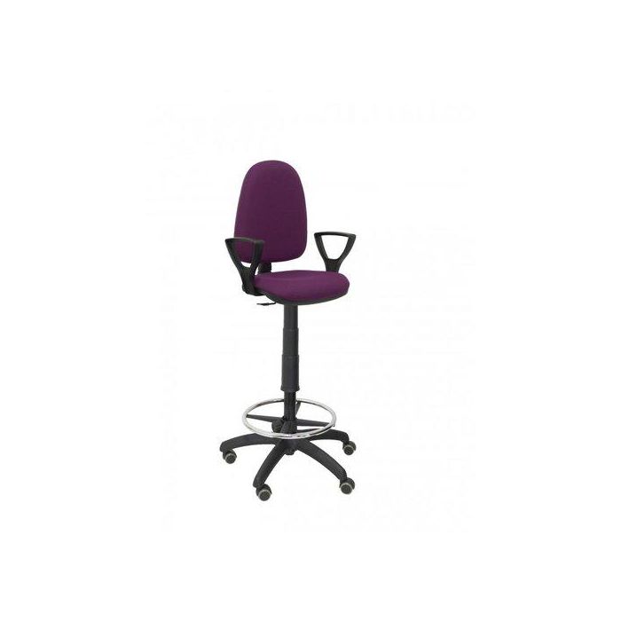 Taburete Piqueras Y Crespo Ayna Brazos Fijos Ergonomico Mecanismo De Contacto Permanente Regulable En Altura Y Aro Reposapies Ruedas De Parquet Asiento Y Respaldo Tapizados Bali Morado