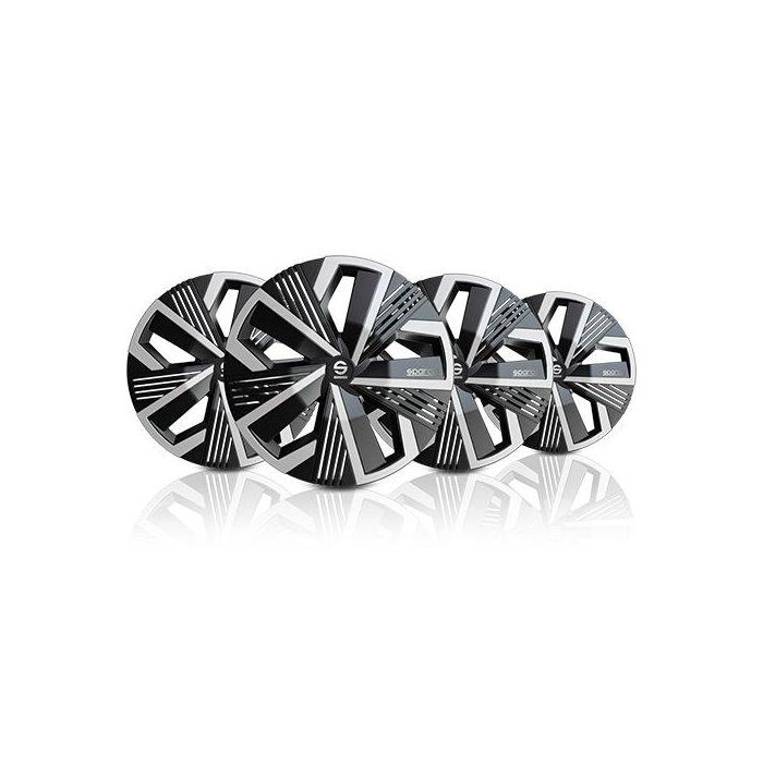 Sparco SPC1522BKSV Tapacubos Nagoya Bicolor 15" Negro - Plata 4 Piezas