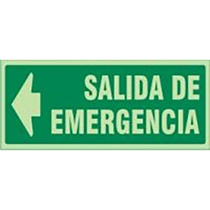 DUVER 1022 Señal Salida de Emergencia Izquierda (Letra) Plástico Luminiscente 297x148mm