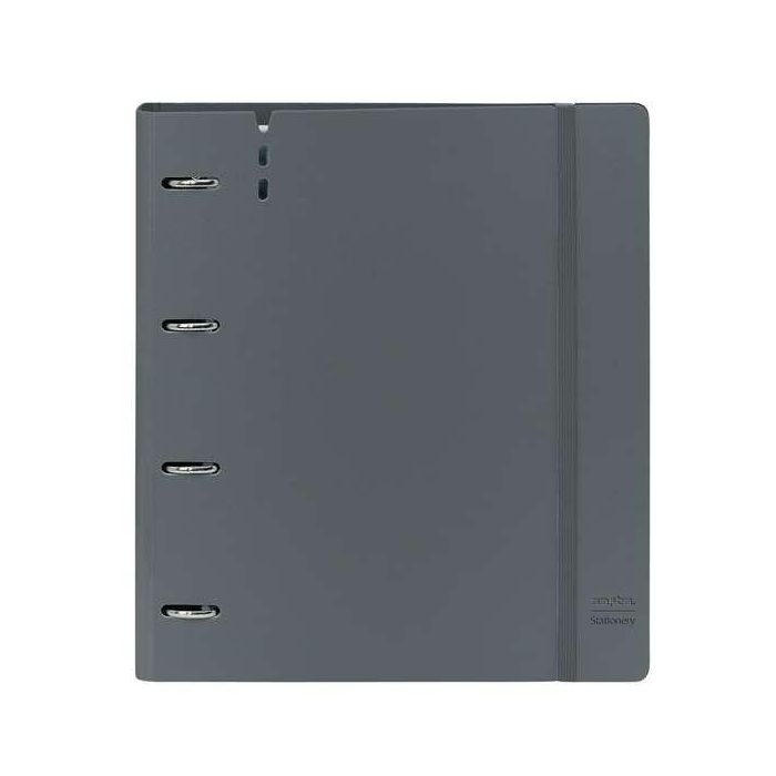 Carpeta Con Recambio Safta Din A4 Cuadro 5 mm Polipropileno Foam 4 Anillas 35 mm Gris Oscuro 3
