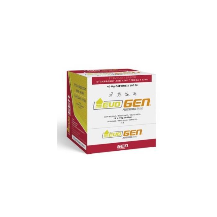GEN PROFESSIONAL Evogen Gel Energético Fresa-Kiwi con Cafeína, Vitaminas B y Maltodextrina 12 Sobres. Rendimiento y Resistencia