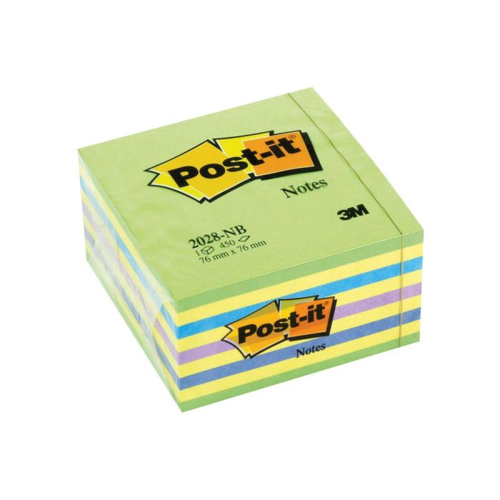 Bloc De Notas Adhesivas Quita Y Pon Post-It 76x76 mm Cubo Color Azul Y Verde 450 Hojas 1