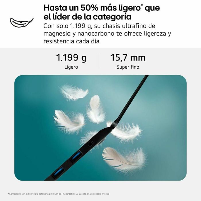 LG 16ZD90T Portátil Gram Ultraligero 16" WQXGA IPS Intel Core Ultra 7 255H AI, 16GB RAM, 1TB SSD, FreeDOS Negro 2