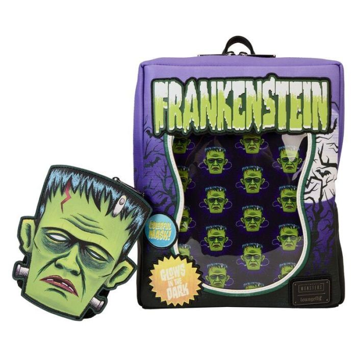 Mochila Frankenstein Neon Mask Universal Monster Loungefly 28cm 2