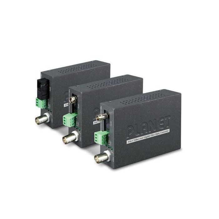 Planet VF-101G-T + VF-101G-R Kit de Transmisión de Video 4-en-1 sobre Fibra Gigabit para vigilancia analógica a larga distancia 1
