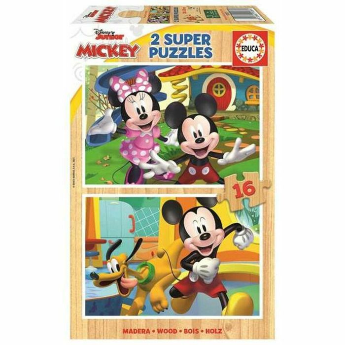 Educa 8412668192874 Rompecabezas de Madera Mickey y Minnie (2 Unidades)