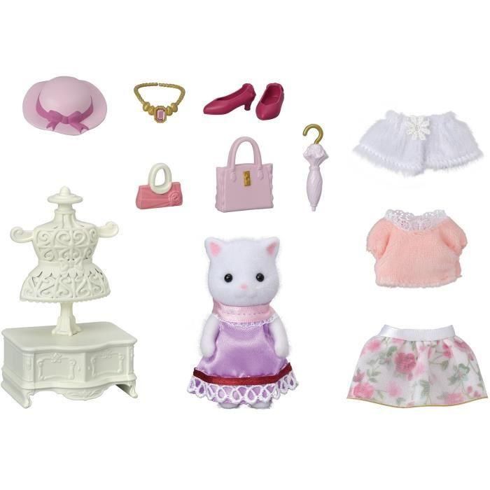 Sylvanian Families 5461 Maleta de Moda: Set Completo con Ropa, Bolsos, Zapatos, Accesorios y Figura Gato Persa Alicia 2
