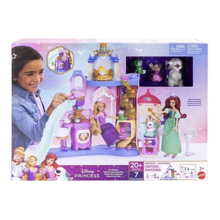 Mattel Jbf96 Palacio de Mascotas Disney Princess - Conjunto de Juego Grande con 3 Figuras y 20+ Accesorios, 65cm, 7 Zonas, +3 años