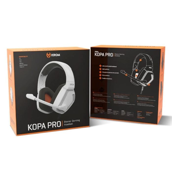 KROM Auriculares Gaming Alámbrico Diadema Kopa PRO Blanco Micrófono Omnidireccional Sonido Estéreo 50mm Compatibilidad Multiplataforma 3 KROM Auriculares Gaming Alámbrico Diadema Kopa PRO Blanco Micrófono Omnidireccional Sonido Estéreo 50mm Compatibilidad Multiplataforma 3
