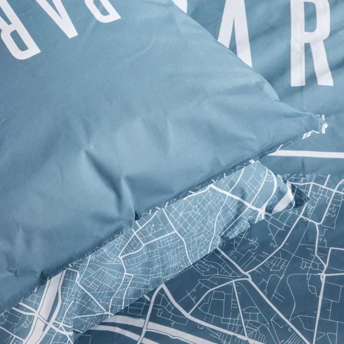 Today TOD3574641268602 Juego de Cama Algodón JAVA Estampado París Azul 240x220 cm para 2 Personas 1